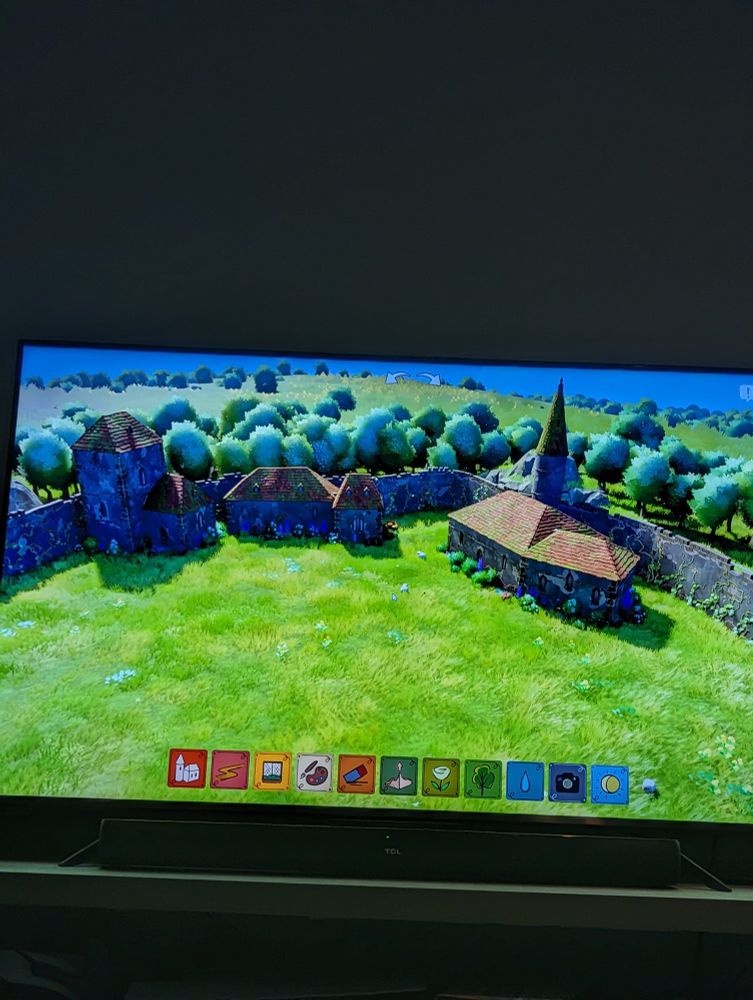 A picture of a video game courtyard being made