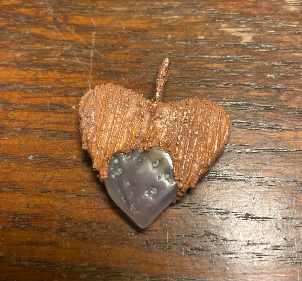 Copper electorformed pendant featuring Holly Blue from Oregon