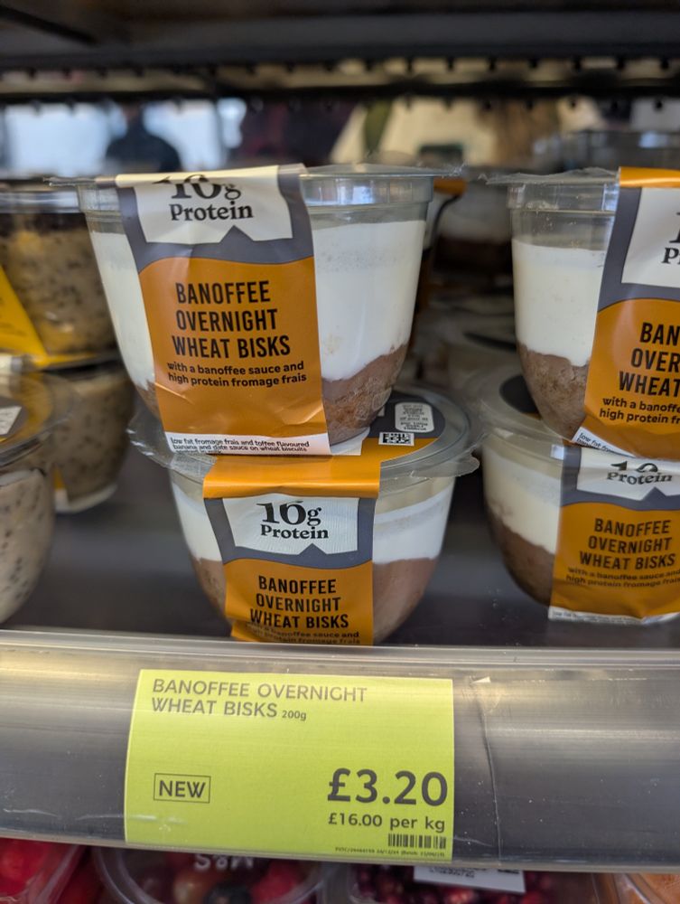 Photo of banana, toffee and Weetabix based breakfast pots on sale at Marks and Spencer's.