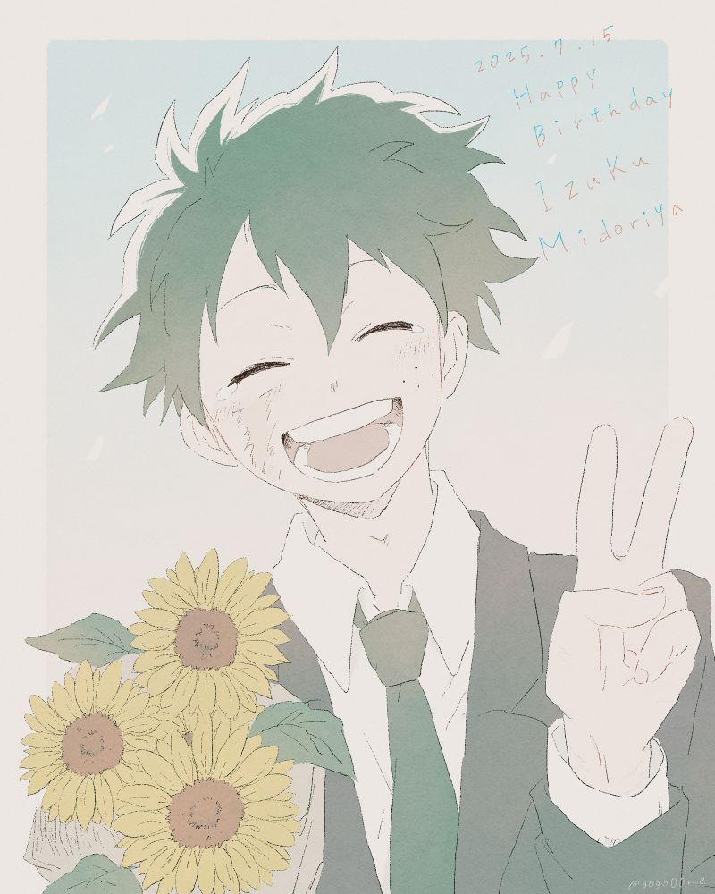 生徒たちにひまわりの花束をもらい、「先生〜！撮るよ〜！」とカメラを向けられたところ…みたいなイメージです🌻