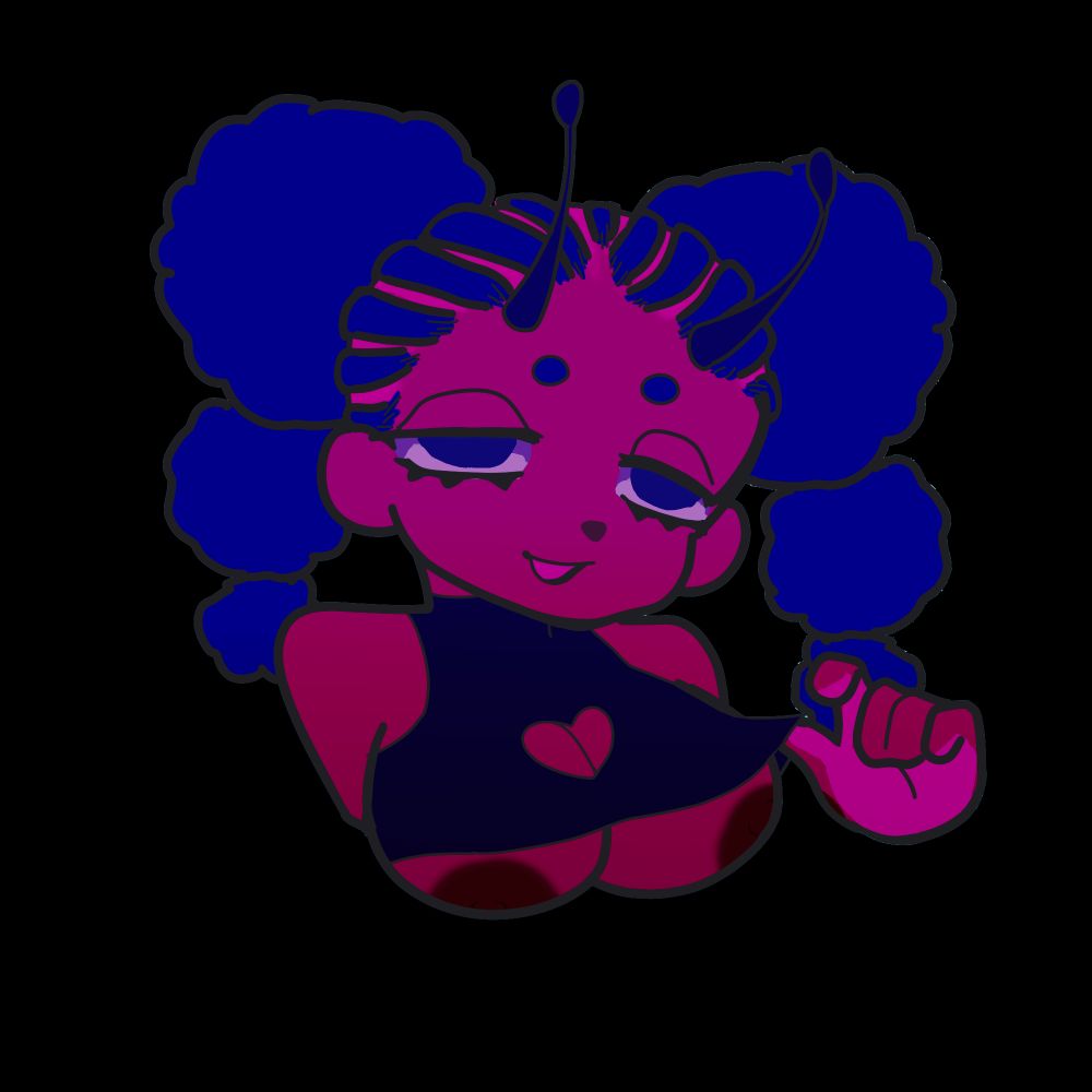 Bust up drawing of Matrix holding up her top as her tiddies fall out the bottom 