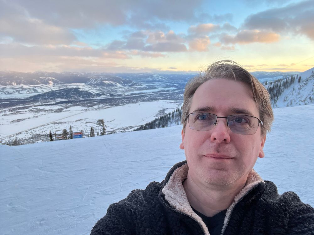 This is me looking out over the resort and valley from ~6000’ at the top of the Bridgerton Gondola