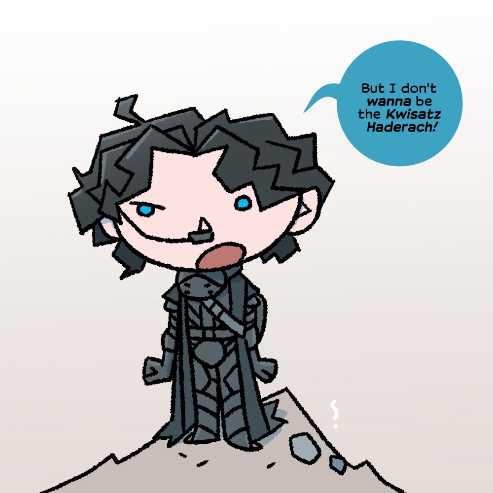 Paul from Dune as a kids comic book character looking whiny and saying, "But I don't wanna be the Kwisatz Haderach!"