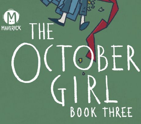 The October Girl logo on the cover for book 3 of the series. With a little hint of Autumn's feet and scarf.