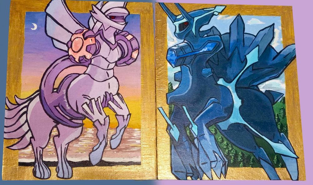 My origin forme Dialga and Palkia paintings 