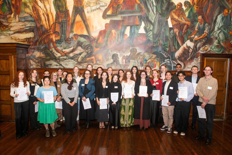 Group photo of SACE's 2025 prize recipients, taken at the Refectory, Holme Building, Camperdown campus. 