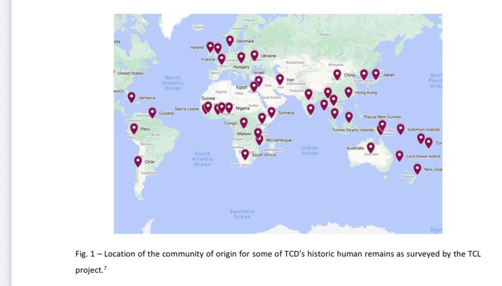 Map of Trinity College Dublin Skill Collection- mostly stolen from indigenous communities across the globe