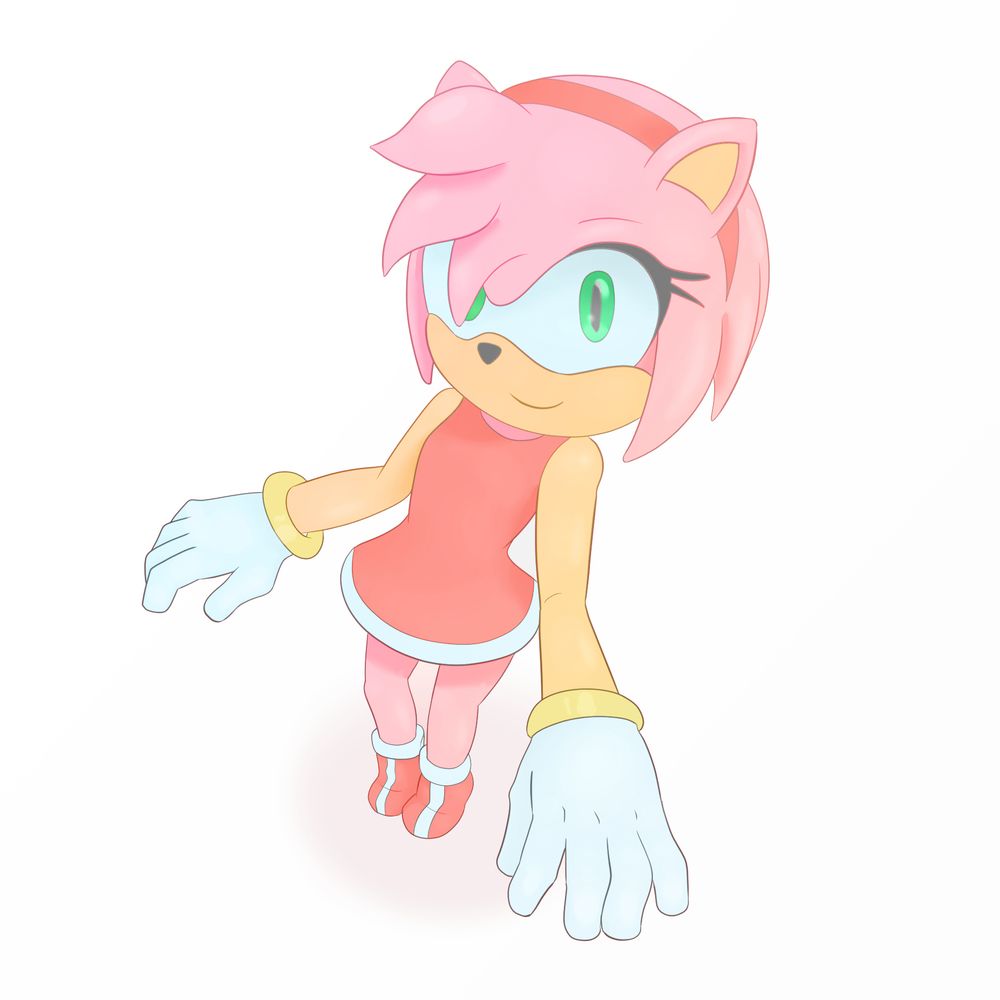 a rendered drawing of amy the hedgehog