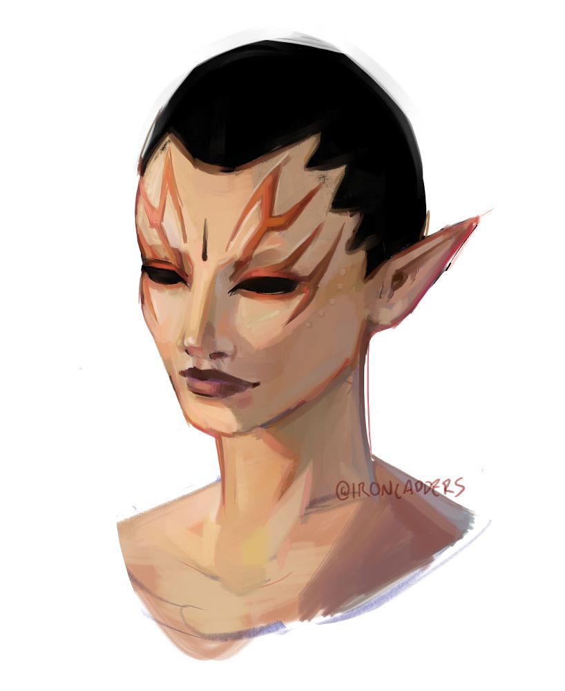 the head for the two ashrah drawings in the quoted tweet that i used as a base but she has a buzzcut instead of a bob hairstyle