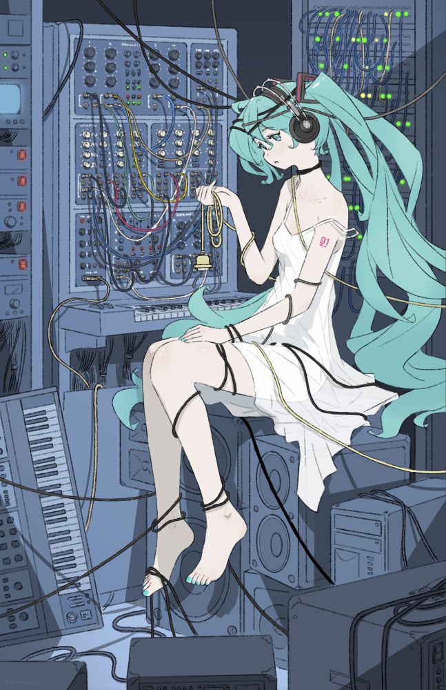 hatsune miku w/ wires like lain