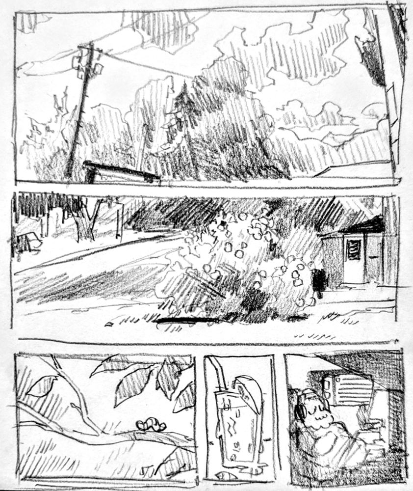 a 5 panel comic -

in the first 4 panels, various bright summer scenes are presented. trees, clouds, a cold drink

in the final panel I'm sitting inside, in the dark, with the AC cranked 