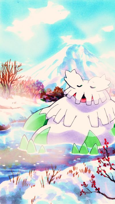 a large creature relaxes in a mountain hot spring