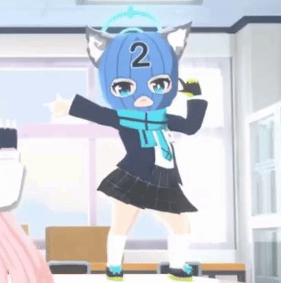 a girl wearing a mask with the number 2 on it is dancing in a room .