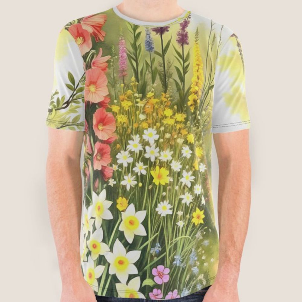 Country Garden Floral Landscape All Over Graphic Tee by taiche