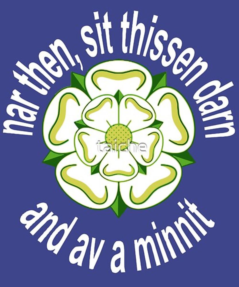 Nar Then Sit Thissen Darn and Av A Minnit White Text by taiche | Redbubble