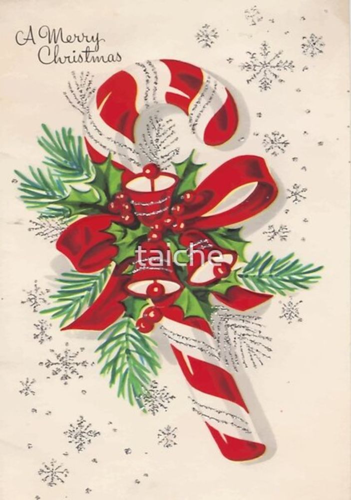 A Vintage Merry Christmas Candy Cane by taiche | Redbubble