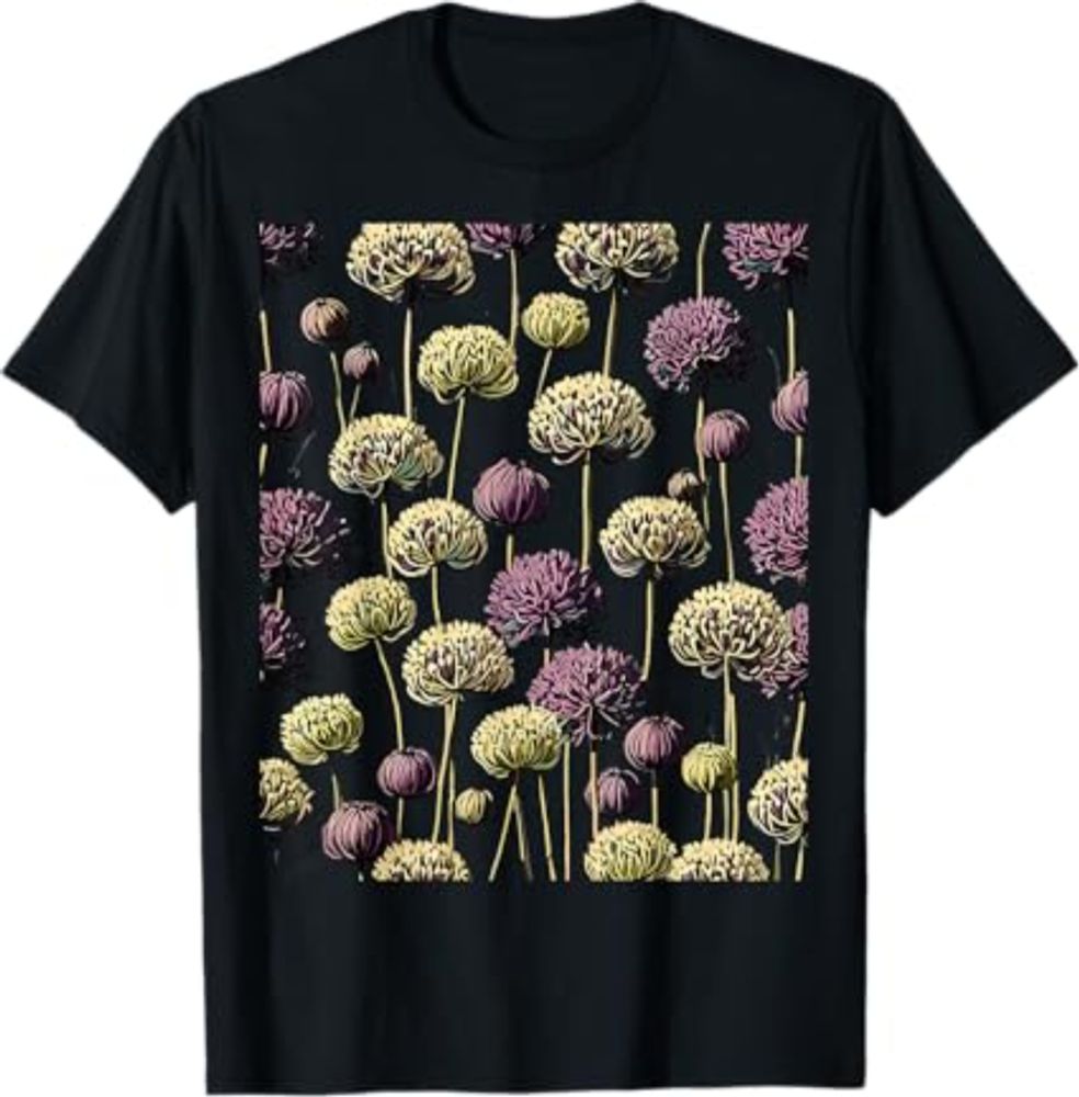 Allium In Bloom Flower Background Retro Abstract Cut Out T-Shirt : Amazon.co.uk: Fashion