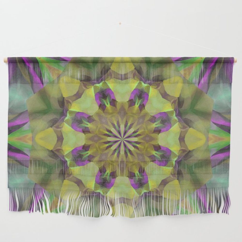 Multicolored Multi-Layered Radial Pattern 9 - Yellow Purple Wall Hanging by taiche