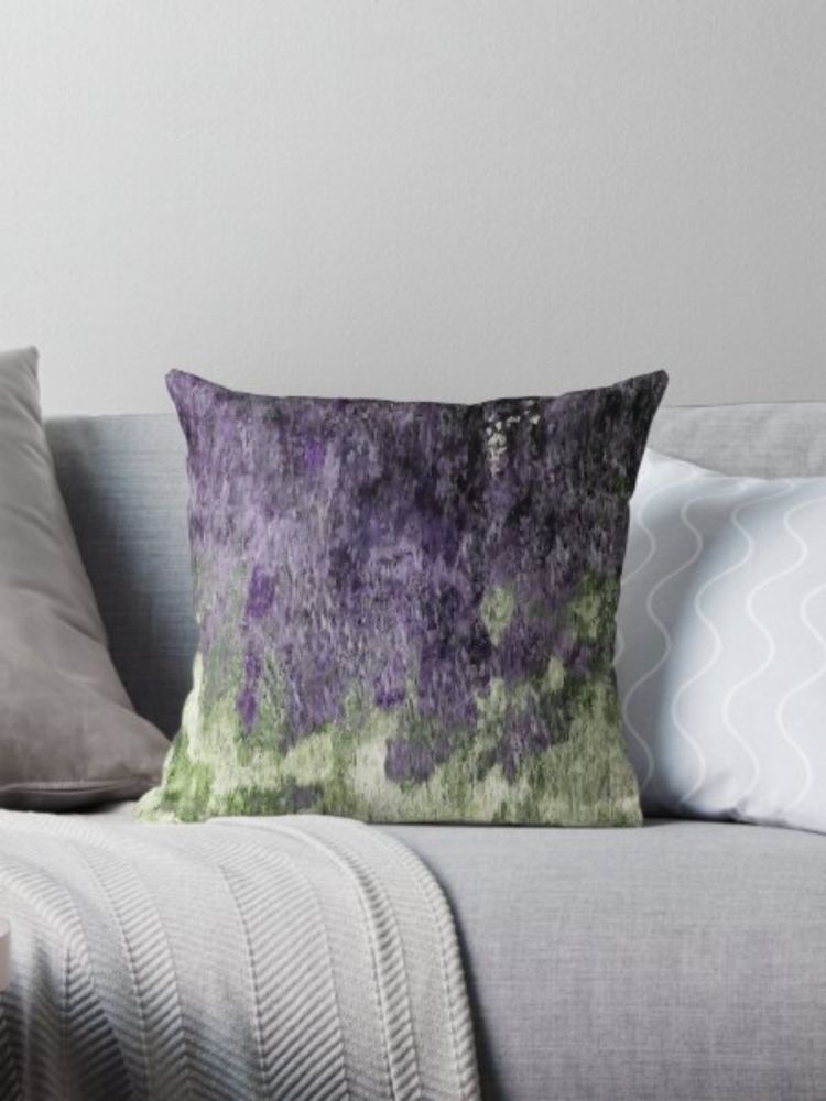 "Violet And Olive Abstract Painting" Pillow for Sale by taiche