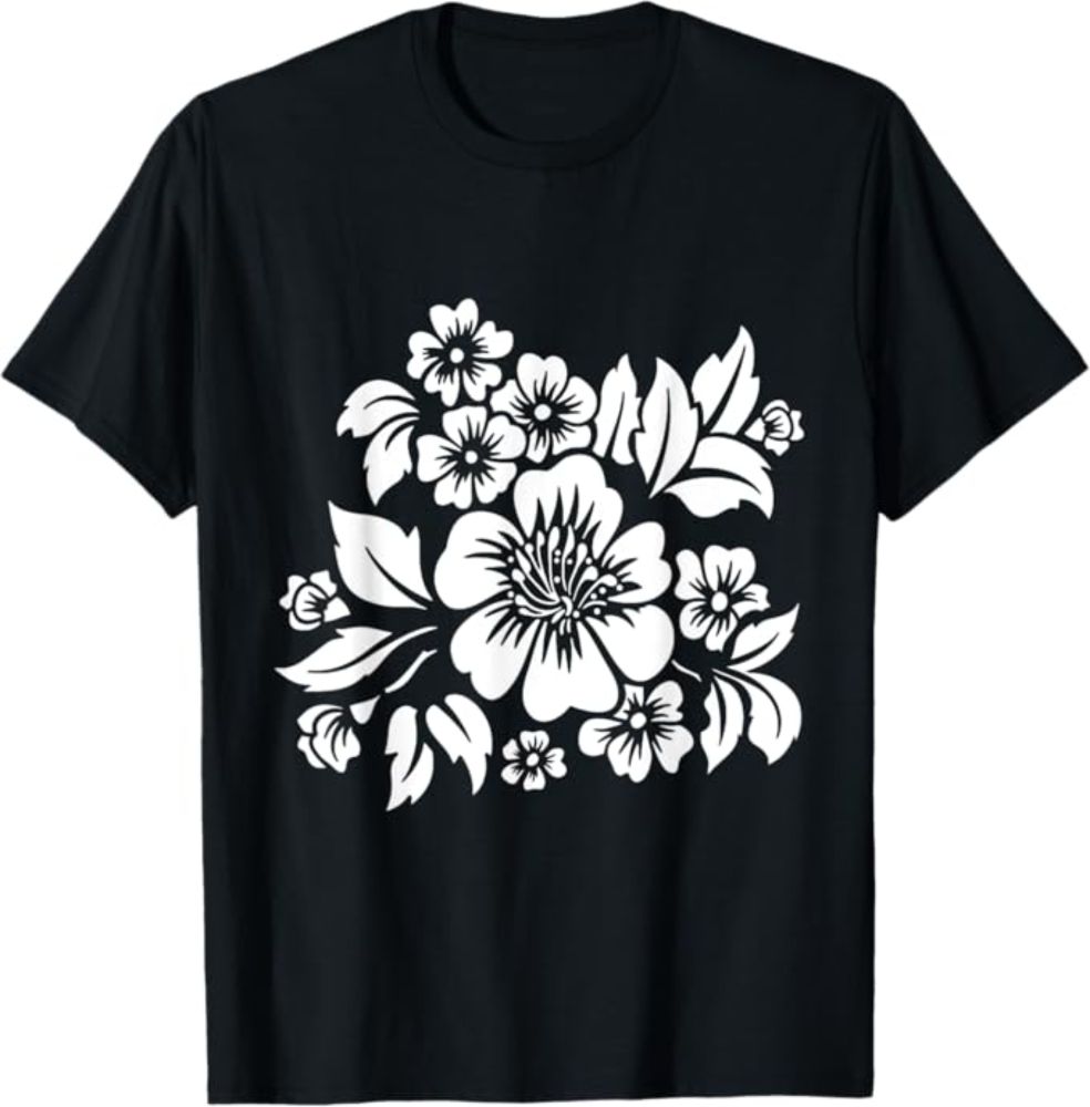 Amazon.com: Hibiscus Floral Summer Cut-Out Stencil-Style 3 T-Shirt : Clothing, Shoes & Jewelry