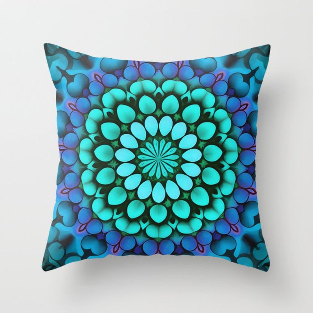 Hand Drawn Mandala Inspired By Berries 4  Throw Pillow by taiche