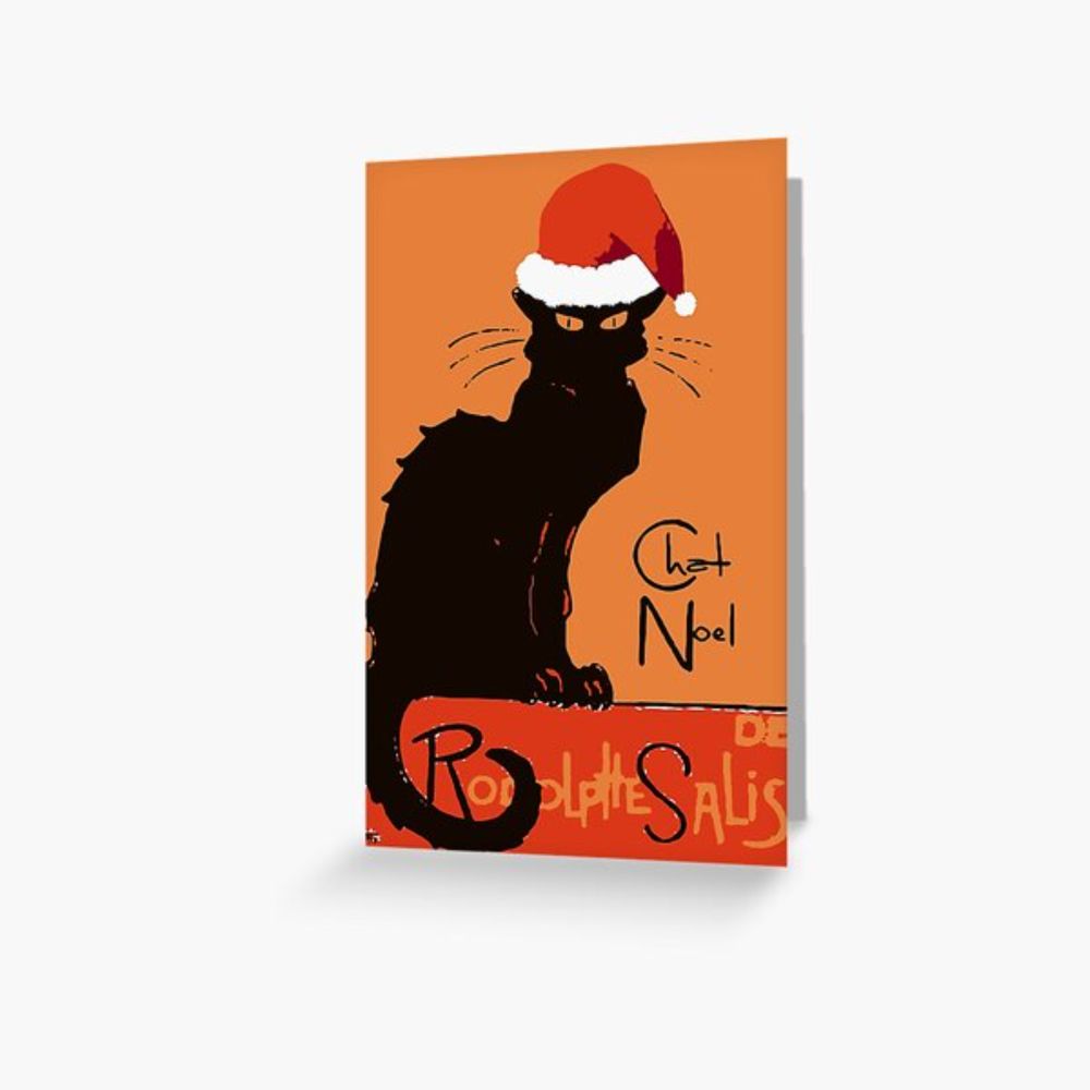 "Le Chat Noel Christmas Parody Distressed Cut Out" Greeting Card for Sale by taiche