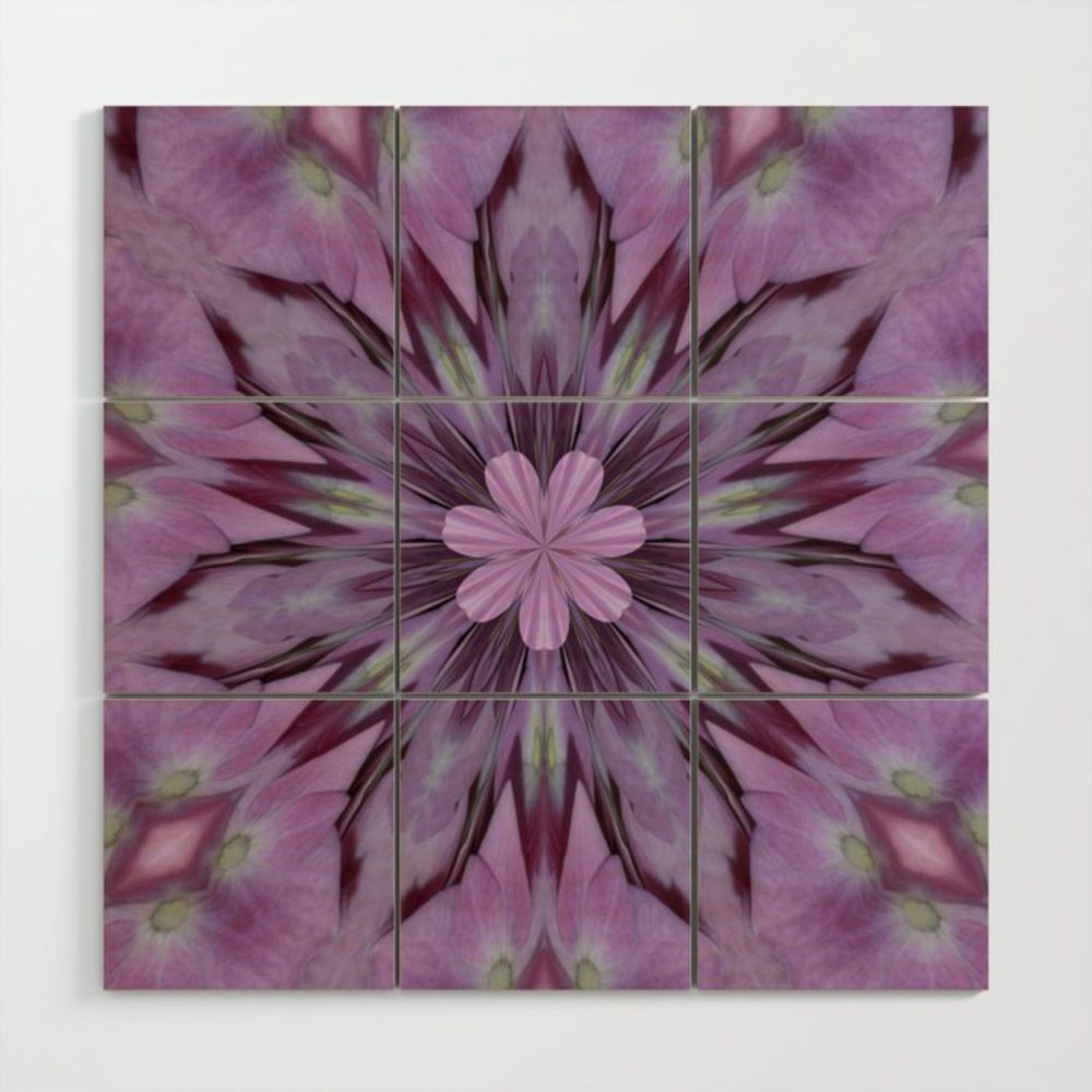 Floral Abstract Of Pink Hydrangea Flowers Wood Wall Art by taiche