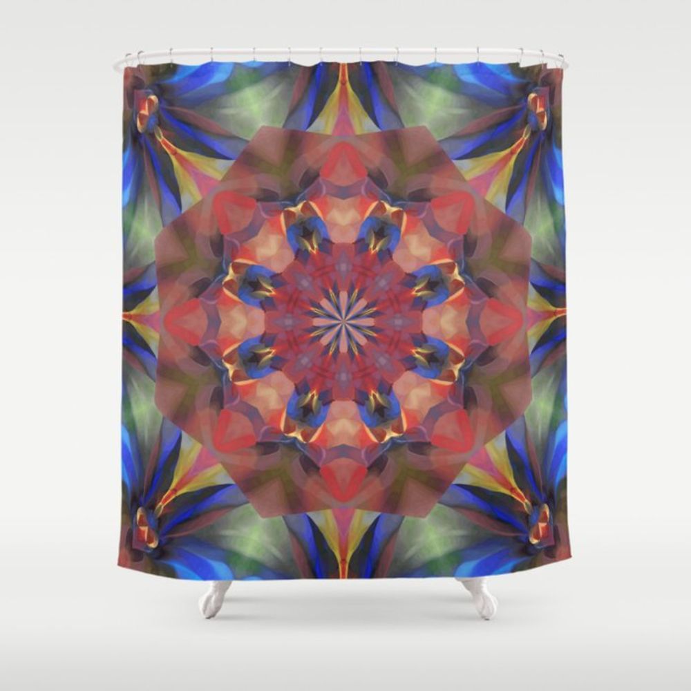 Multicolored Multi-Layered Radial Pattern 7 Shower Curtain by taiche