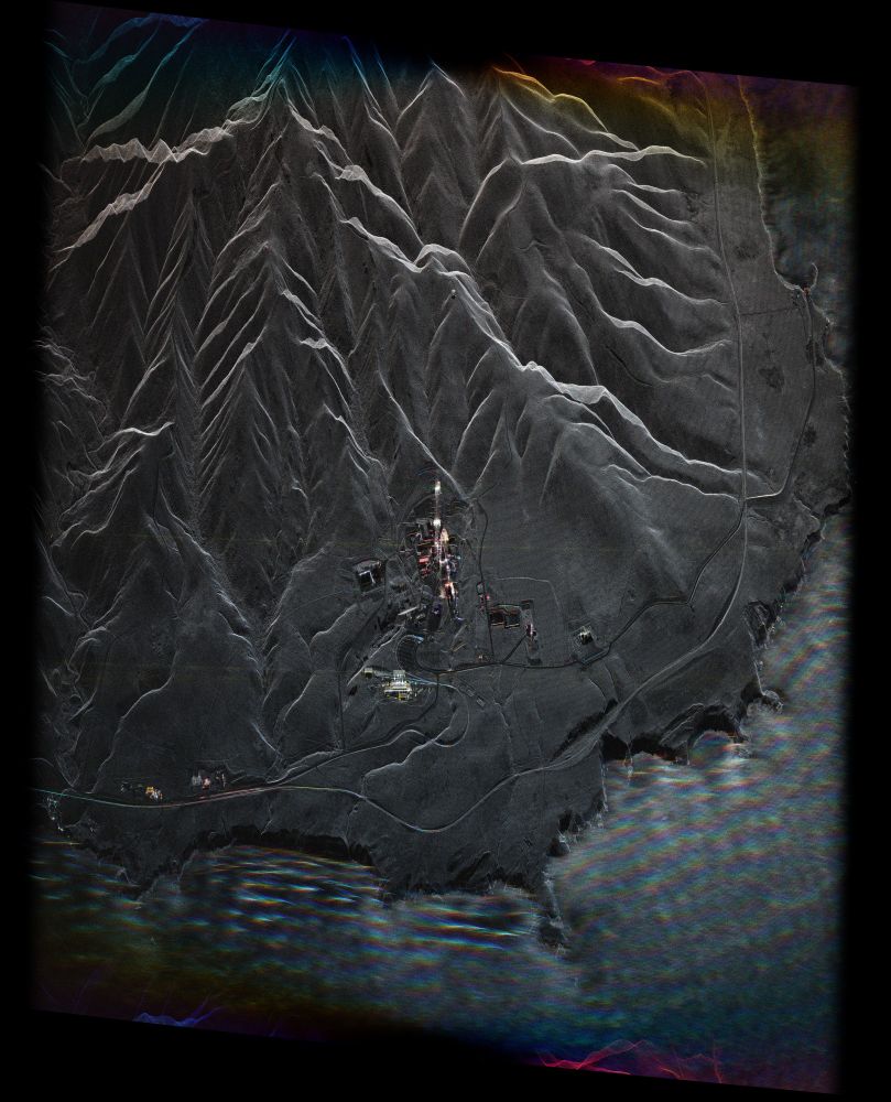 An Umbra synthetic aperture radar satellite image of Space Launch Complex 6 at Vandenberg Space Force Base.