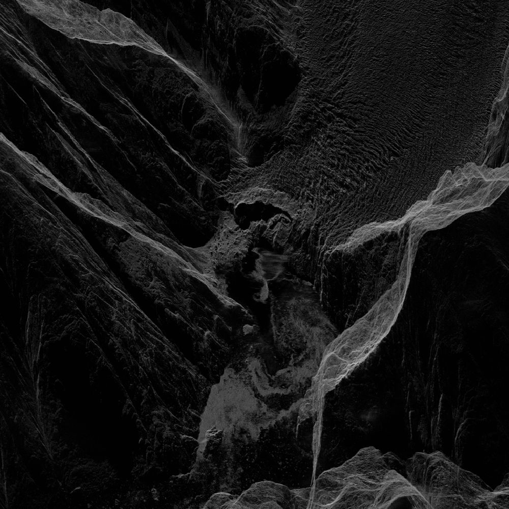 An Umbra Space synthetic aperture radar (SAR) satellite image of the Tracy Arm Landslide in Alaska.