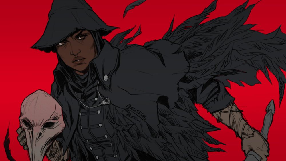A sketch of Eileen from Bloodborne with her mask off