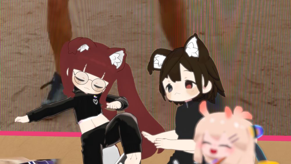 Stella is busting some sweet moves and Dum is look a bit worried 
