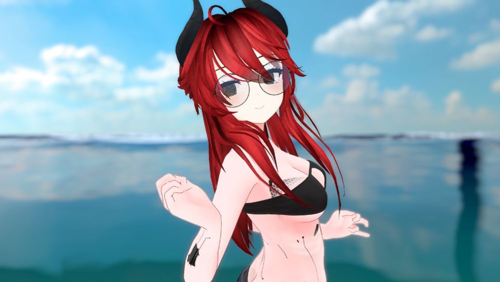 Stella is in the water, looking back at you. 
