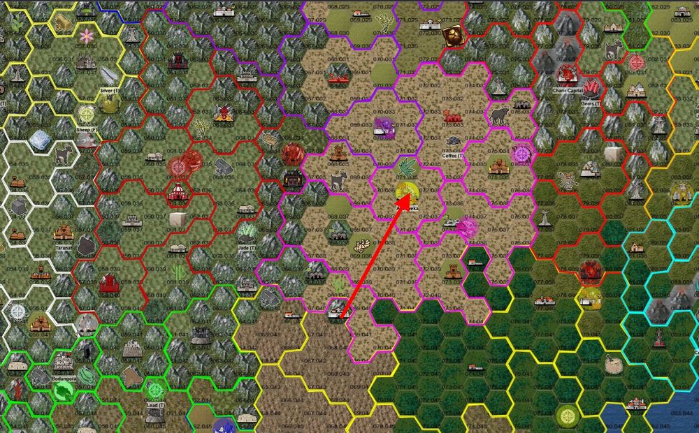 A map shows the movement of Treblanus' army out of his territory to the south, across the scrublands of Araoweka into their capital unopposed.