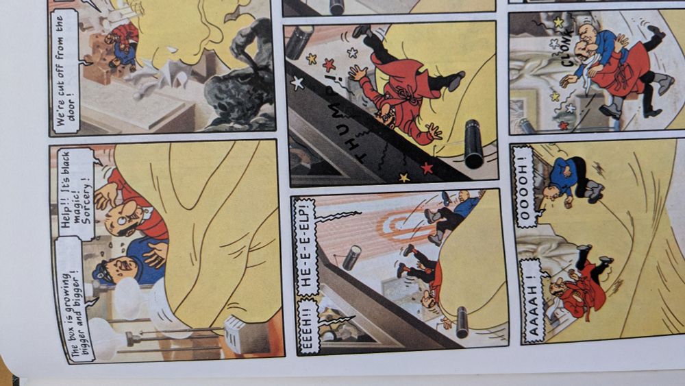 Scenes from Tintin and lake of sharks where Rastopopolis is fighting professor calculus's machine results 
