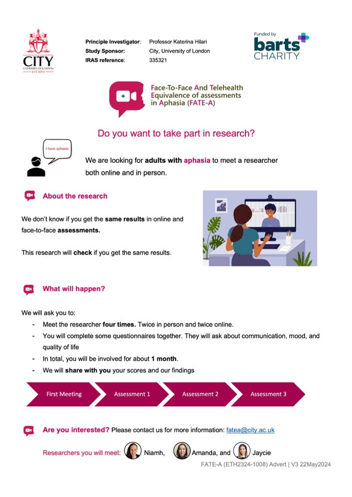 Advert for aphasia research