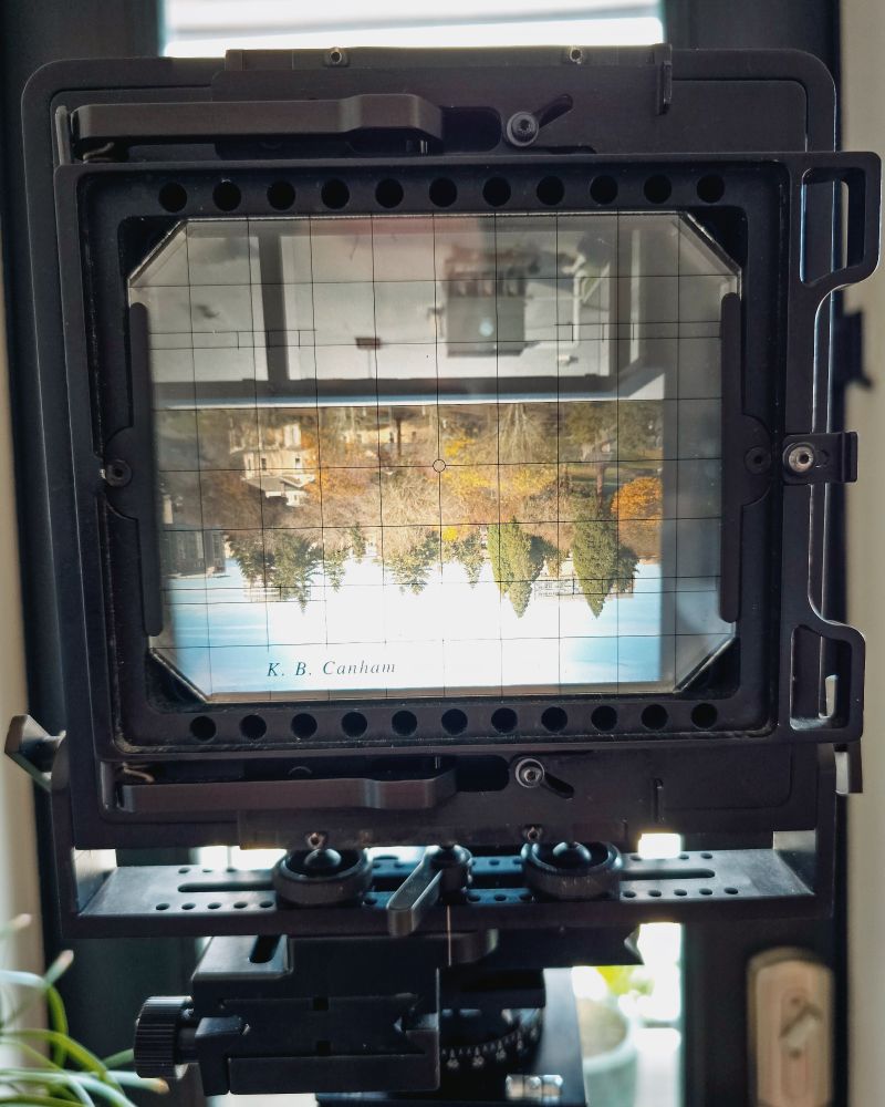 Ground glass of camera showing normal upside down orientation 