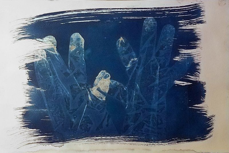 Cyanotype made with gloves