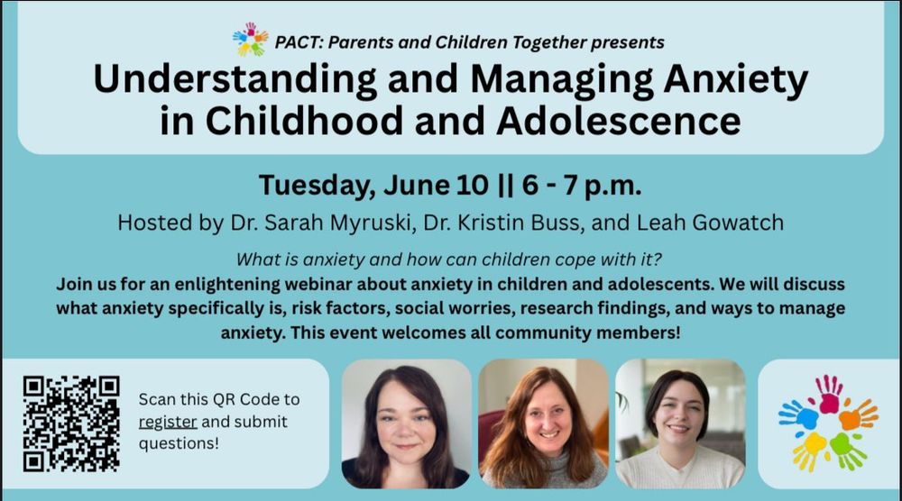 Graphic advertisement listing title of webinar, date and time with a QR code to register and photos of three presenters.