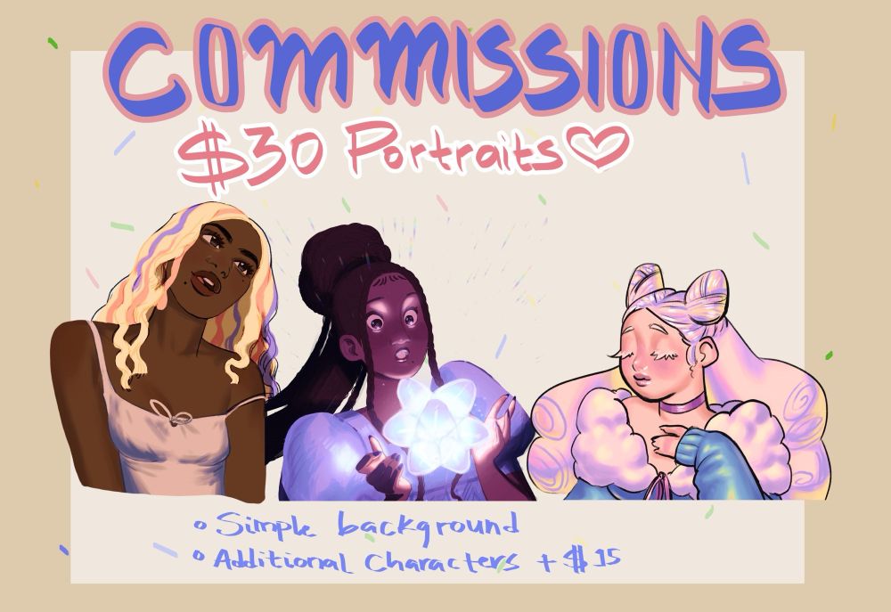 Commission sheet for portraits: $30
