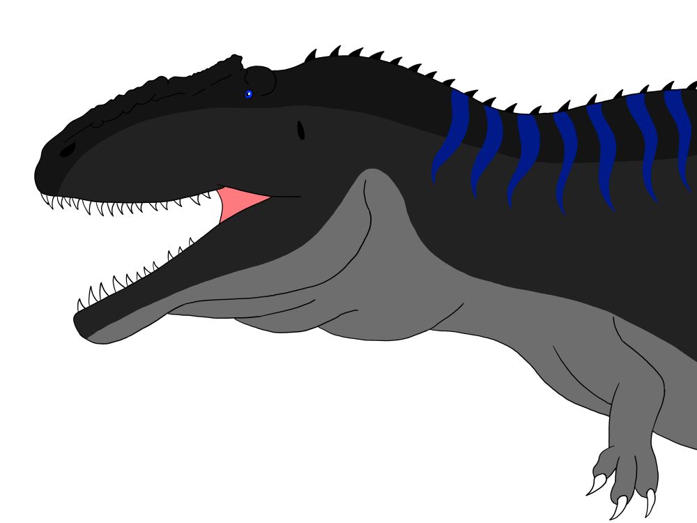 Headshot of Kalahari, the Giganotosaurus and the main star in my newest story “Fire of Chazora”