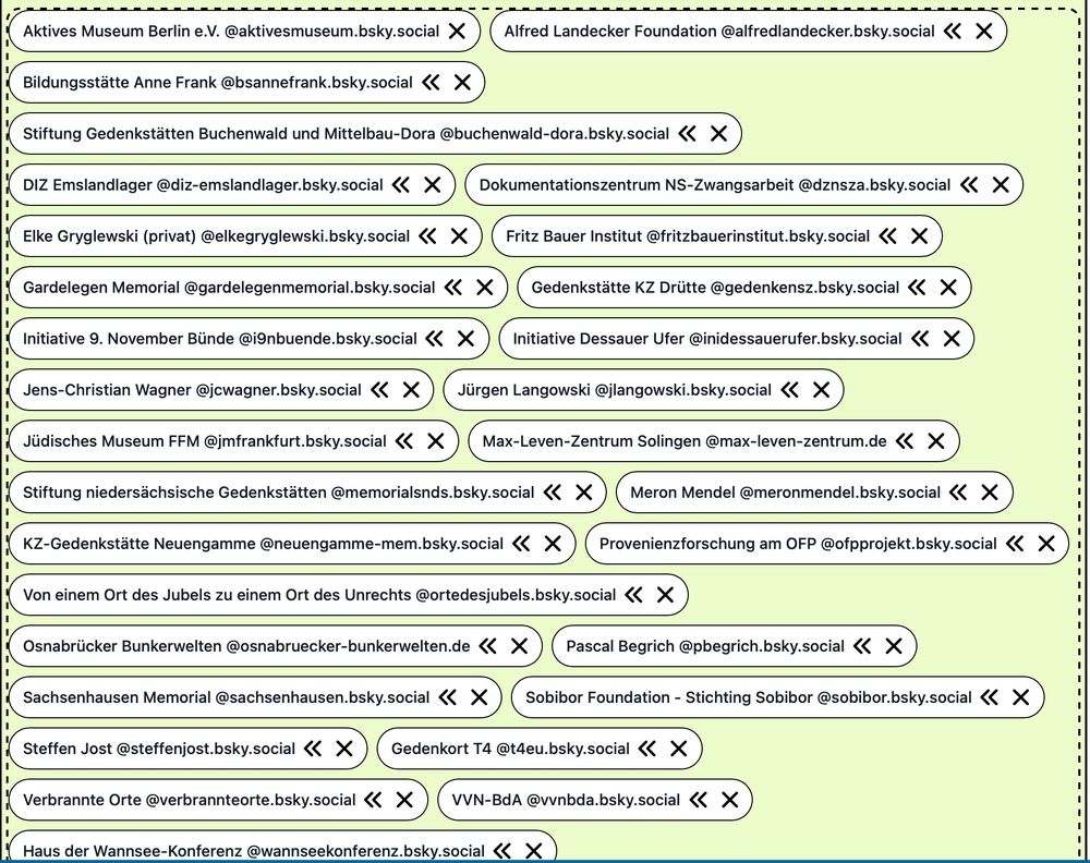 Screenshot mit Allen Accountnamen, die im Feed erfasst sind.