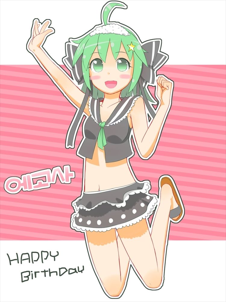 A swimsuit illustration of character from "先天性エゴサ依存症候群"