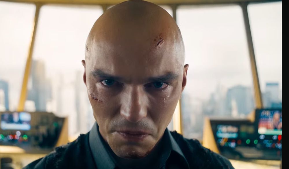 Lex Luthor staring angrily into camera, as depicted in the teaser trailer for Superman (2025, dir. James Gunn)