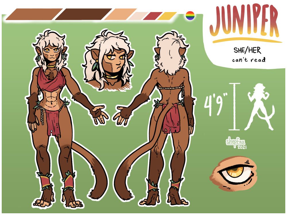 character reference sheet for a monkey named Juniper