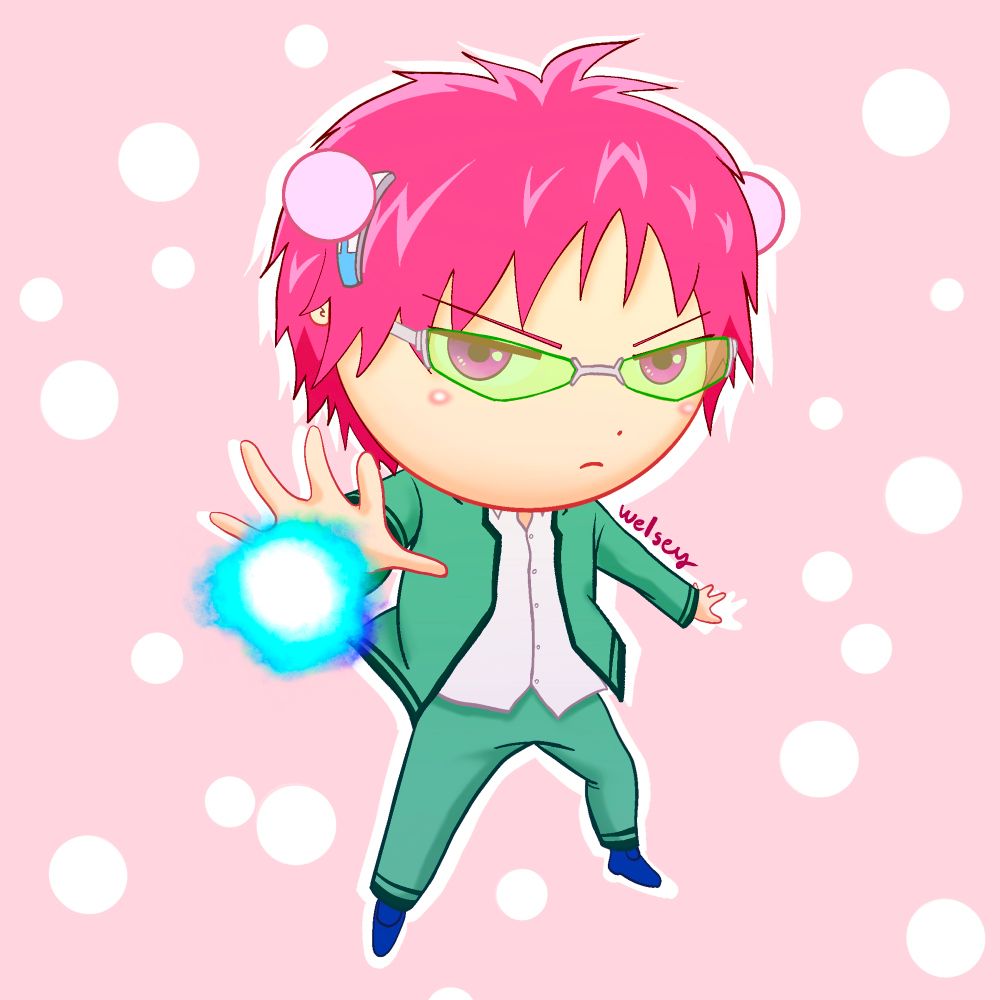 A chibi illustration of Saiki K.