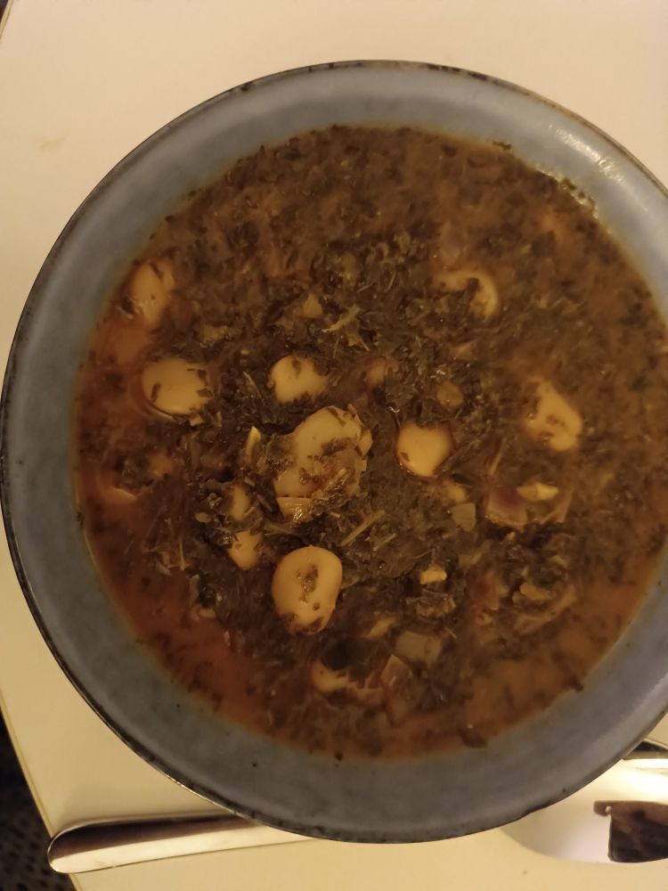 Eintopf mir Grünkohl und weißen Bohnen 