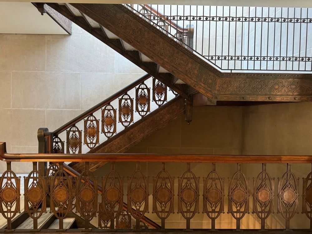 Mesmerizing staircase with Sullivan ornamentation. Originally in the Chicago Stock Exchange Building, now at the Met.