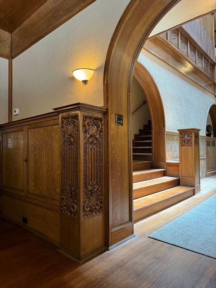A complicated little corner in Charnley-Persky House in Chicago with gorgeous and extremely Sullivan woodwork taking center stage.