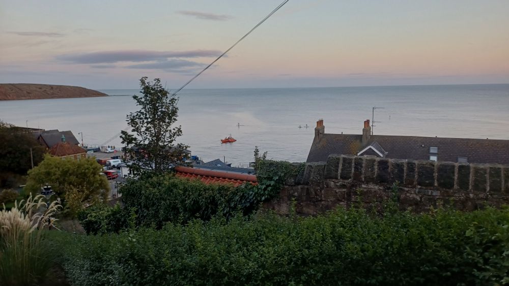 View over Fiely bay, with the RNLI practising manovers 